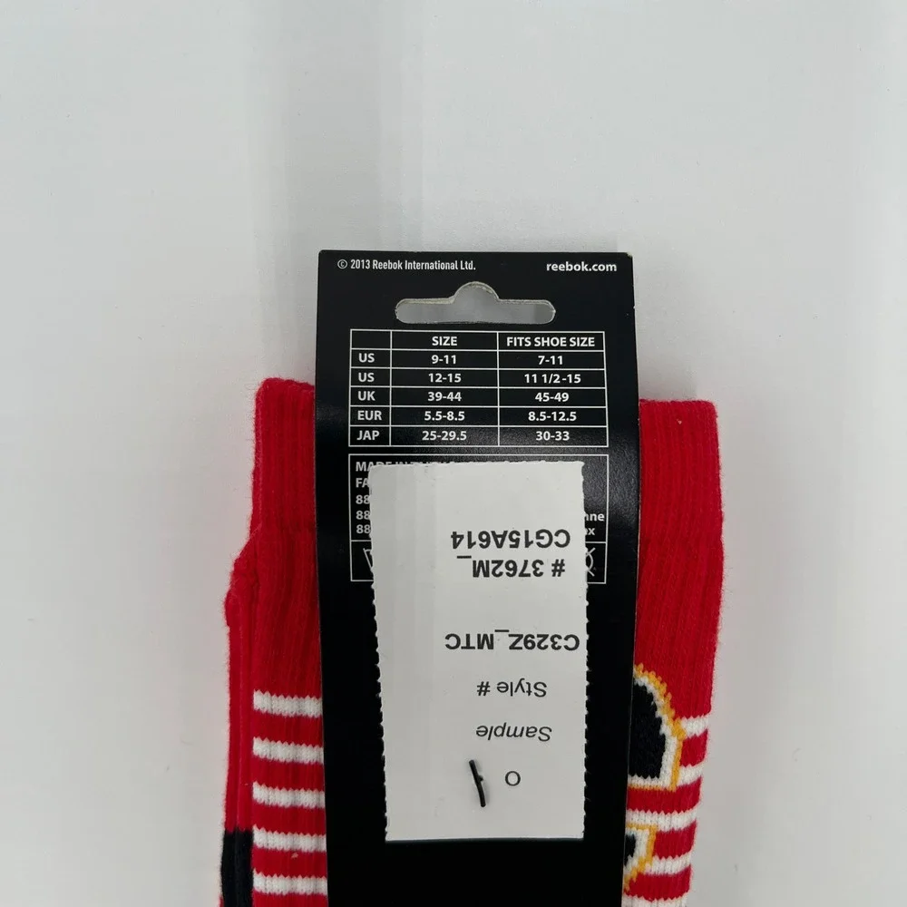 Reebok NHL‎ Calgary Flames Men's Crew Socks 3 Pack Size L 9-11 Red Grey New